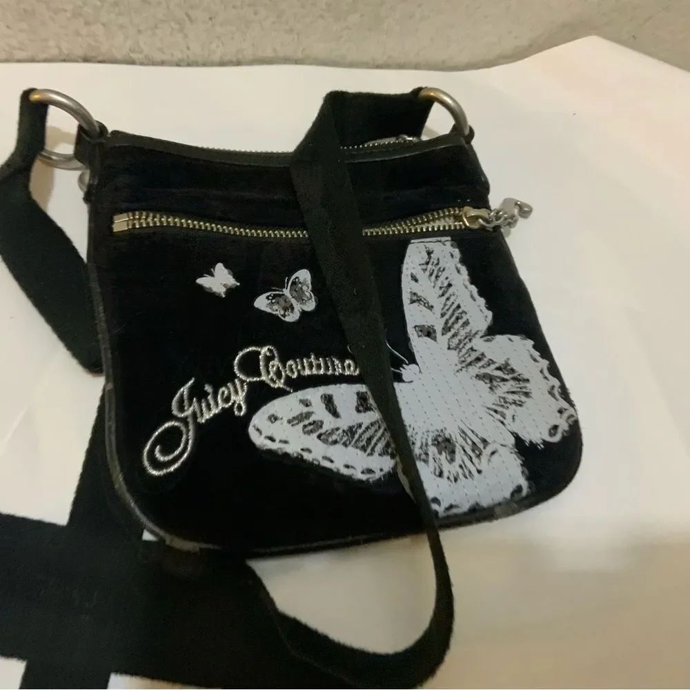 Juicy Couture Small Black crossbody velvet bag With Sequin Butterfly - Picture 3 of 9